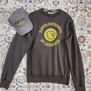 Xavier University Sweat Shirt Grey & Adjustable Cap Fall Univ Gear, sz: Small